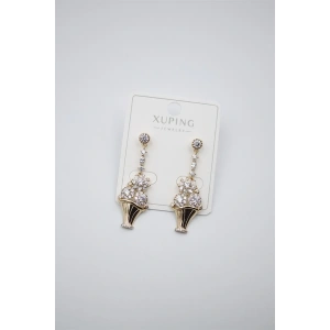 Çiçek Buketi Küpe - Altın