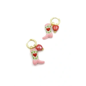 Çizme Küpe - Kırmızı