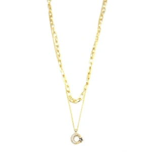 Çoklu Ay Yıldız Kolye - Altın