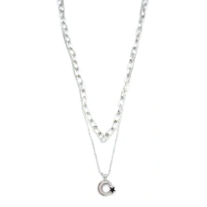 Çoklu Ay Yıldız Kolye - Gümüş