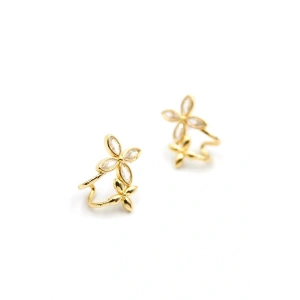 Çoklu Çiçek Küpe - Altın