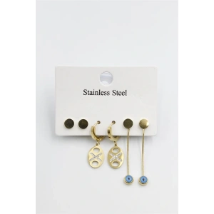 Çoklu Nazar Küpe - Altın