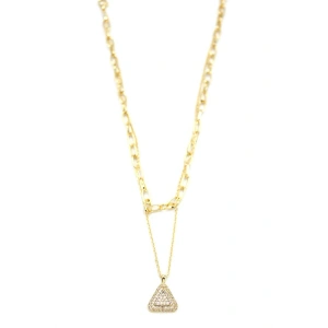 Çoklu Üçgen Kolye - Altın