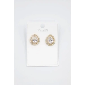 Damla Taşlı Küpe - Altın