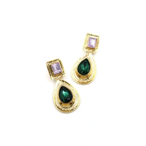 Damla Taşlı Küpe - Altın