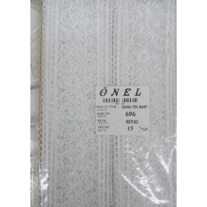 Dantel Polyester Sanal Tül Bant Beyaz 15 Metre En 6 cm ON-696-B