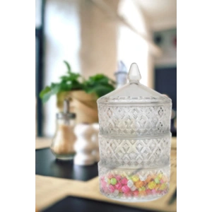 Delisoga 3 Katlı Cam Kurabiyelik Royaleks-PAK-417