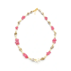 Deniz Kabuğu Kolye - Nar Çiçeği