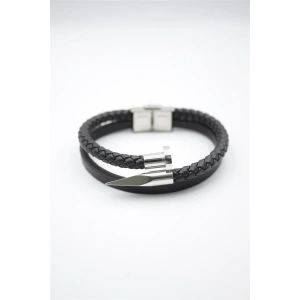 Deri Çivi Bileklik - Gümüş