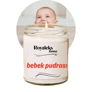 Doğal Özel Seri Kokulu Dekoratif Kavanoz Mum 210 cc - Bebek Pudrası - RYL
