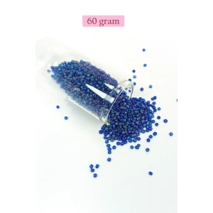 Dökme Cam Kum Boncuk (11/0) 2 mm - 60 Gram -  Koyu Mavi - BNC052