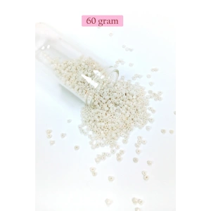 Dökme Cam Kum Boncuk (11/0) 2 mm - 60 Gram -  Parlak Beyaz - BNC065