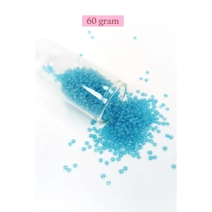 Dökme Cam Kum Boncuk (11/0) 2 mm - 60 Gram -  Şeffaf Camgöbeği - BNC058