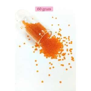 Dökme Cam Kum Boncuk (11/0) 2 mm - 60 Gram -  Şeffaf Turuncu - BNC051