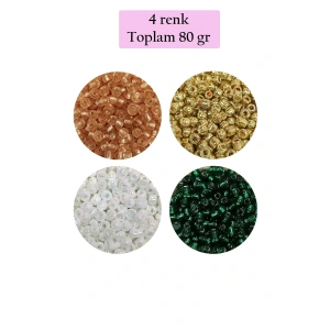 Dökme Cam Kum Boncuk (8/0) 3 mm - 4 Renk - Toplam 80 Gram - BNC416