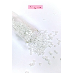Dökme Cam Kum Boncuk (8/0) 3 mm - 60 Gram - İnci Beyaz - BNC186