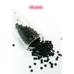 Dökme Cam Kum Boncuk (8/0) 3 mm - 60 Gram - Parlak Siyah - BNC211
