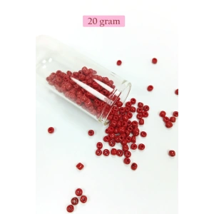 Dökme Cam Kum Boncuk Büyük Boy (6/0) 4 mm - 20 Gram - Koyu Kırmızı - BNC074