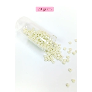 Dökme Cam Kum Boncuk Büyük Boy (6/0) 4 mm - 20 Gram - Krem - BNC071