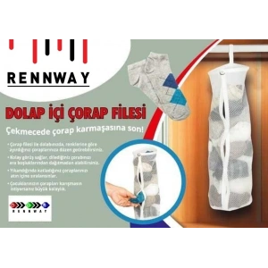 Dolap İçi Asılabilir Temiz Çorap Düzenleyici Çorap Filesi Askılık