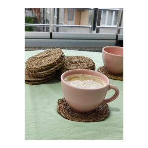 El Yapımı Hasır Bardak Altlığı Fincan Çay Kupa Altlığı Hasır Bardak Altlığı 6 Adet Royaleks-BLSSGS10