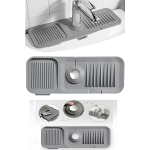 Elastik Mutfak Banyo Musluk Matı Düzenleyici Kaydırmaz Taban Organizer Lavabo Kenar Matı