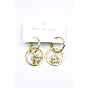 Göz Çelik Halka Küpe - Altın