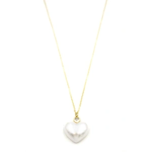 İnci Kalp Kolye - Altın
