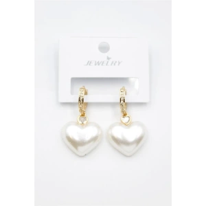 İnci Kalp Küpe - Altın