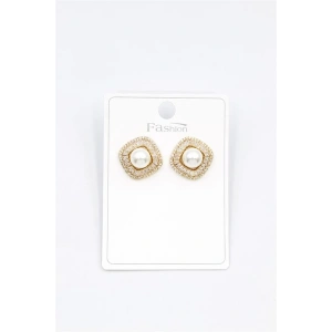 İncili Baget Taşlı Küpe - Altın