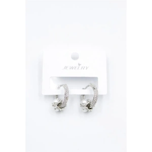 İncili Taşlı Halka Küpe - Gümüş