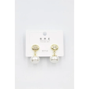 İncili Taşlı Küpe - Altın