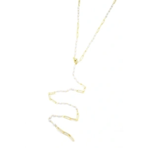 İncili Y Kolye - Altın