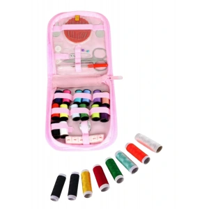 İplik Set Fermuarlı Plastik Dikiş Seti Pembe