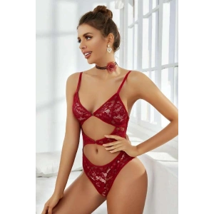 Kadın Babydoll Fantezi Harness Erotik Kıyafet 2057 Koyu Kırmızı - Royaleks