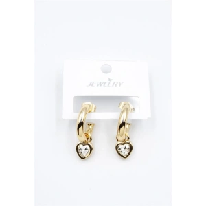 Kalp Halka Küpe - Beyaz