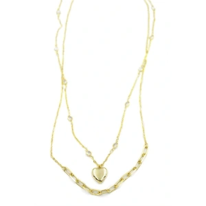 Kalp Kolye - 90cm - Altın