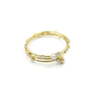 Kalp Taşlı Sarmal Bilezik - Altın