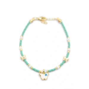 Kelebek Boncuk Bileklik - Açık Yeşil