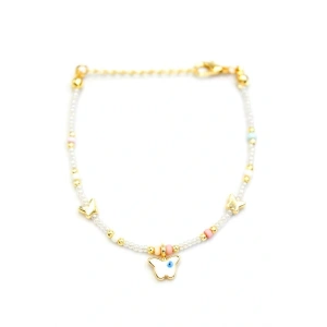 Kelebek Boncuk Bileklik - İnci Beyaz