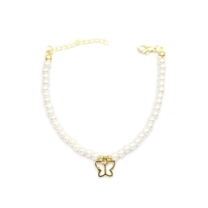 Kelebek İnci Bileklik - Altın