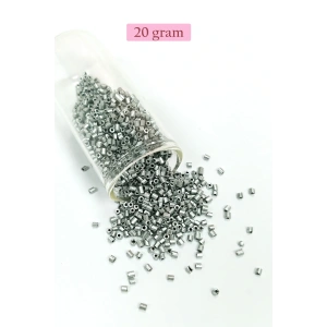 Kesme Cam Boncuk 2mm - 20 Gram - Mat Gümüş -BNC333