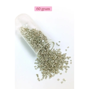 Kesme Cam Boncuk 2mm - 60 Gram - Parlak Gümüş - BNC376