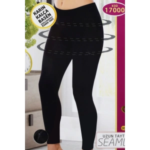Korseli Dikişsiz İz Yapmaz Bayan Uzun Tayt 17000 Siyah