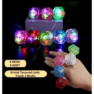 Kristal Led Parti Yüzük Seti (6&#39;lı)
