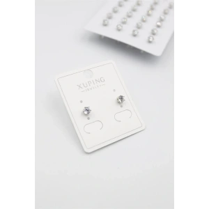 Küçük Boy Zirkon Taşlı Tektaş  Küpe - Gümüş