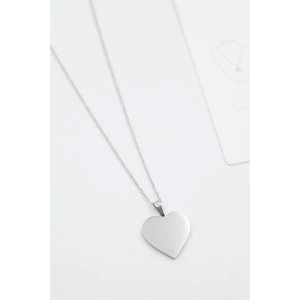 Küçük Kalp Plaka Kolye - Gümüş