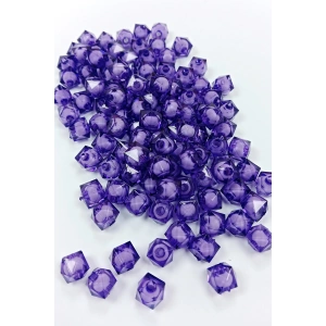 Küp Boncuk İçten Boncuklu Bileklik Çanta Boncuğu 10 mm 50 gr Eflatun - BNC458