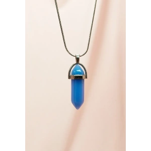 Kyanit Doğal Taşı Zincirli El Yapımı Tasarımlı Kolye Uç: 3,5 cm Zincir: 20 cm Kutulu