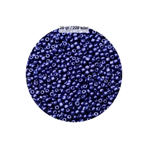 Lacivert Renk 4 mm Yaklaşık 220 adet/20 gram Cam Boncuk Oya Yazma Bileklik ve Kolye